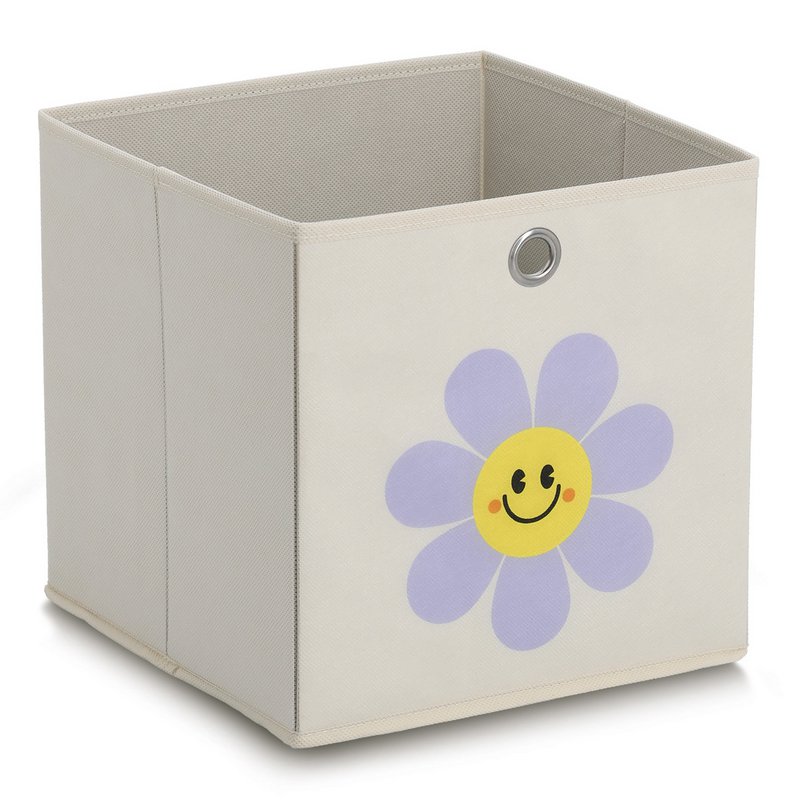 Storage box "Happy Flower", fleece, cream