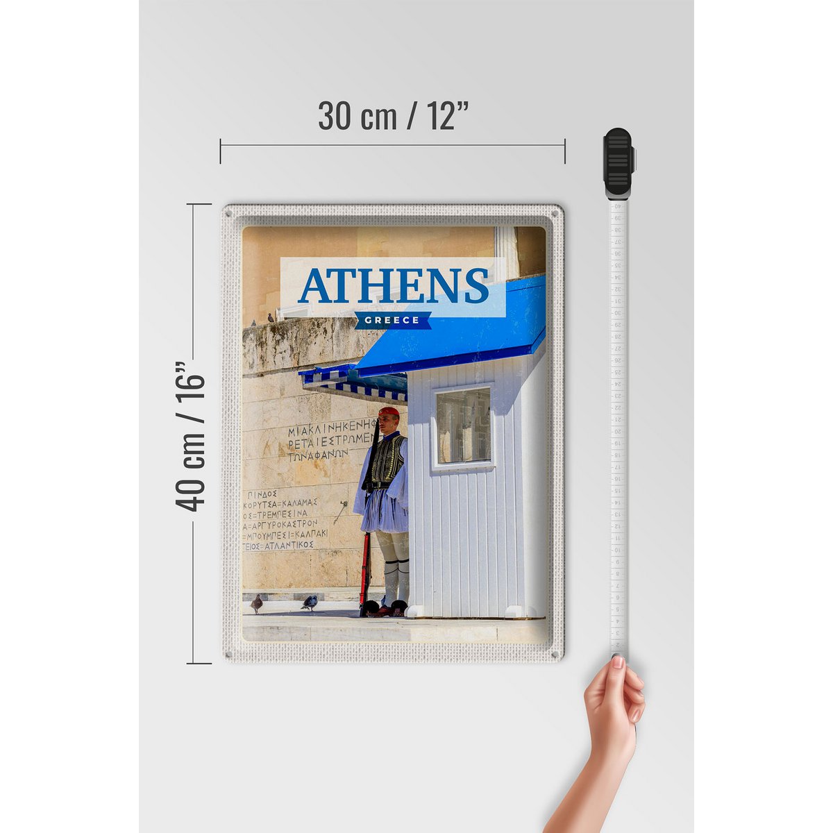 Tin Sign Travel 30x40cm Athens Greece Evzone Guard
