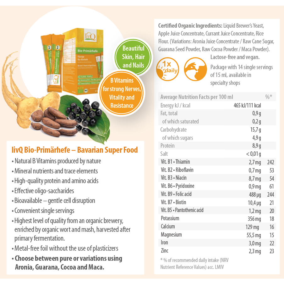 livQ Bio-Primary levure, levure, vitamines B