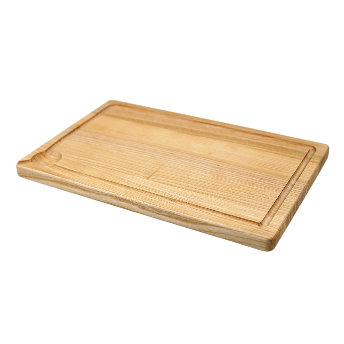 Tabla de cortar de madera de fresno con ranura para jugo