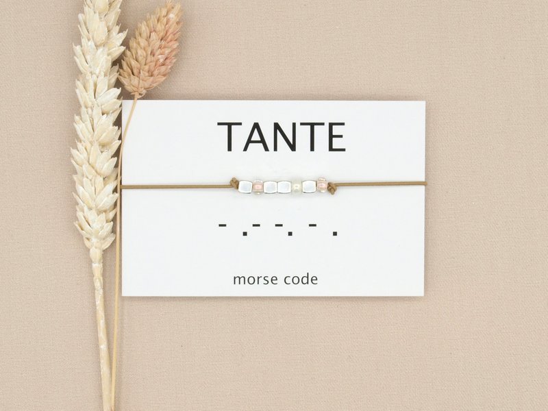 Morse code armband Tante (zilver,rosé goud,goud)
