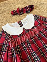 Merry Plaid Christmas Dress + pandebånd