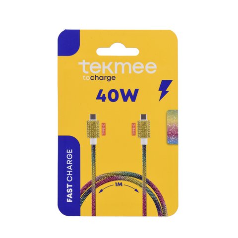 Typ-C 1m-Kabel im Regenbogen-Strass-Stern-40W