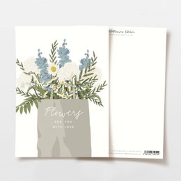 Postcard 'Flowers for you with love' bag of flowers