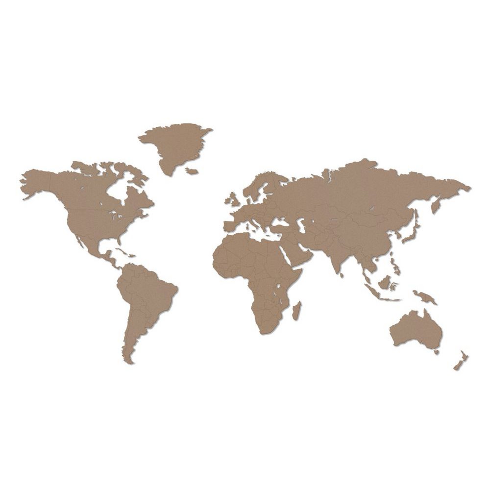 Wooden World Map - 10 Wood Types - Magnetic Hanging System