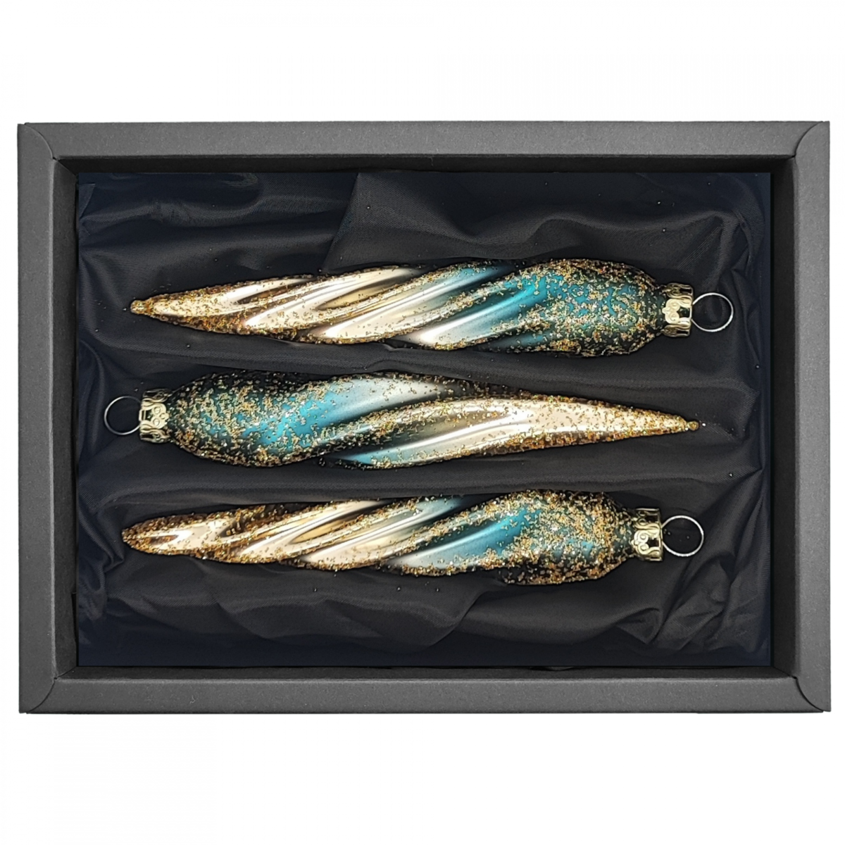 "royal admiral" - 11 cm twisted tenon | Christmas tree decorations petrol matt