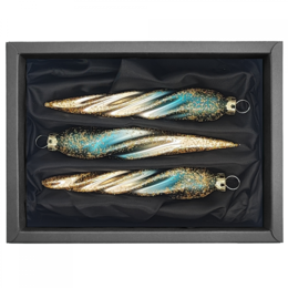"royal admiral" - 11 cm gedrehter Zapfen | Christbaumschmuck petrol matt