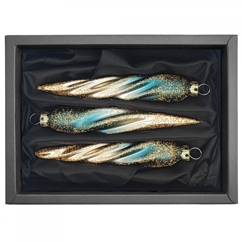 "royal admiral" - 11 cm twisted tenon | Christmas tree decorations petrol matt