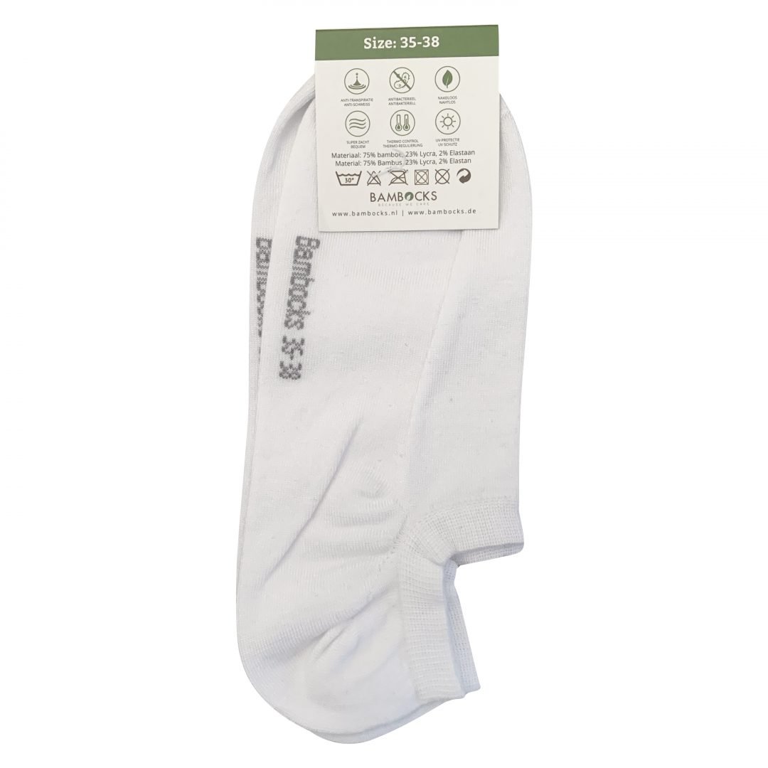 Bambocks Bambus No Show Sneaker Socken 4 Paar Weiß