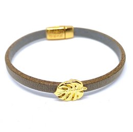 Semplice Monstera 24K vergoldetes Lederarmband