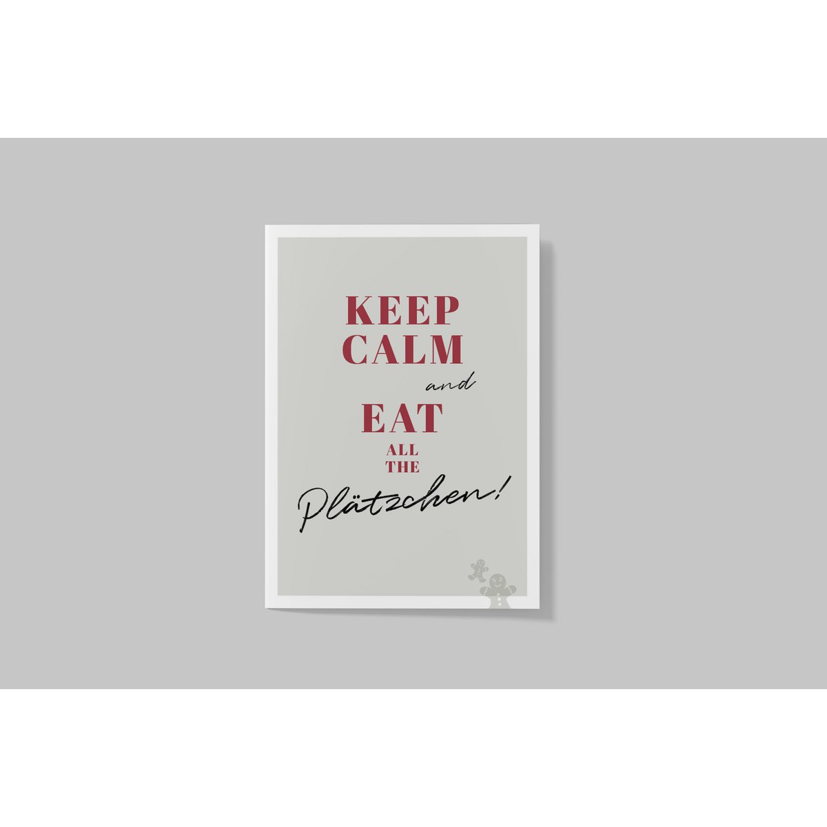 Postkort "Keep Calm and Eat All The Cookies", jul, sjove ordsprog, småkager, julesmåkager, julekort, julepost