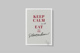 Postkort "Keep Calm and Eat All The Cookies", jul, sjove ordsprog, småkager, julesmåkager, julekort, julepost