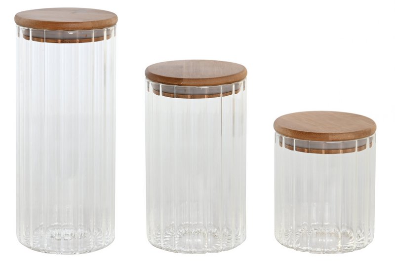 BOTE SET 3 CRISTAL BAMBU 9X9X21 1050ML 800/500 PC205137