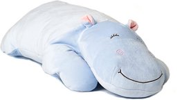 Cuscino peluche ippopotamo (azzurro), ultra morbido - 60 cm (lunghezza) - peluche