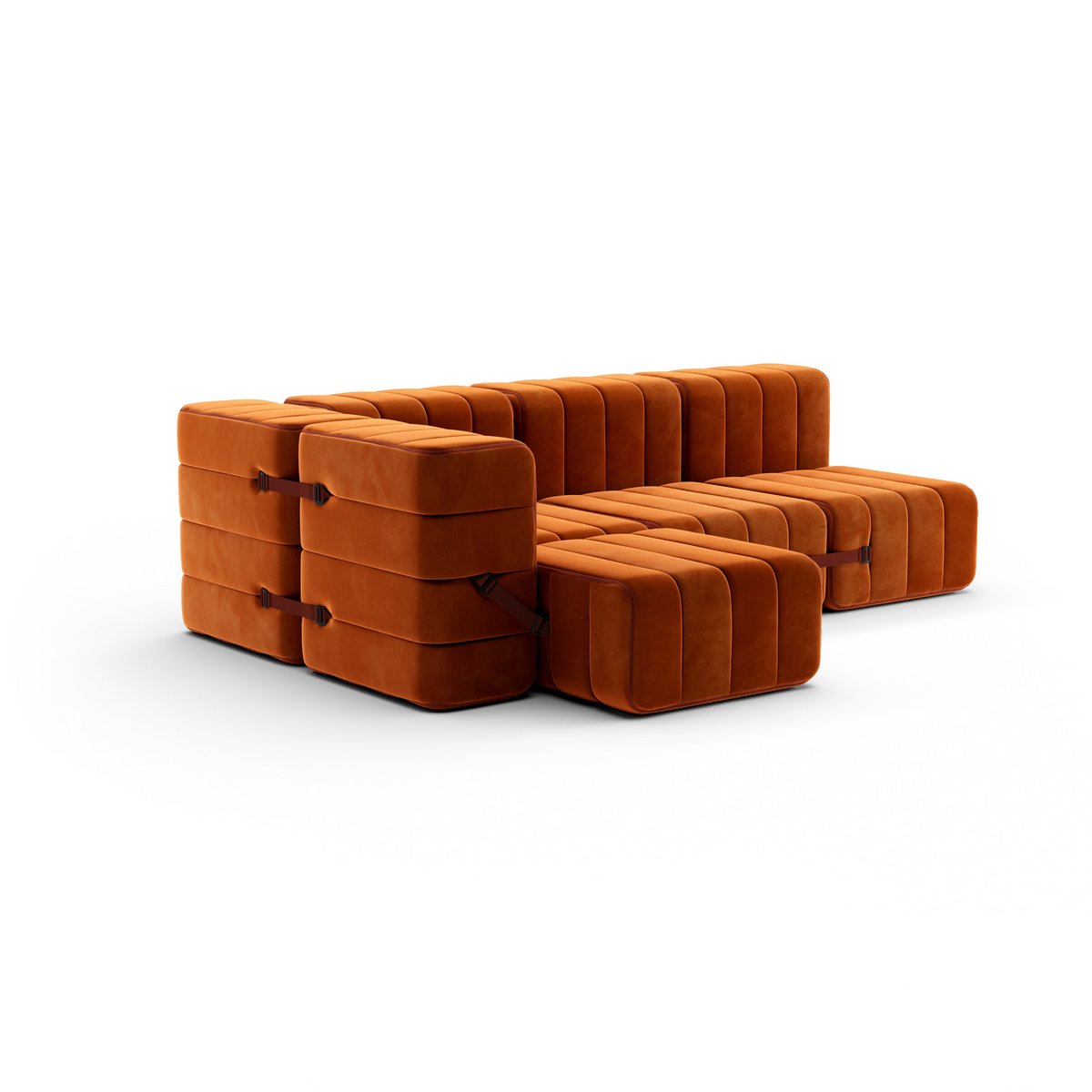 Curt-Set 9 - e.g. Flexible small corner sofa  - Barcelona - Russet - V3347/17 (Red)