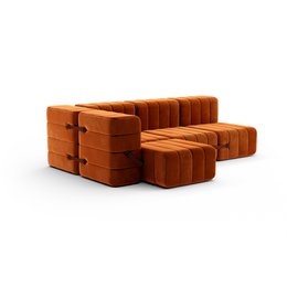 Curt-Set 9 - e.g. Flexible small corner sofa  - Barcelona - Russet - V3347/17 (Red)