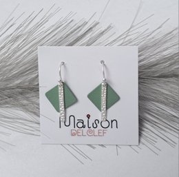 Pendientes - Fun SQ - plata mate - verde
