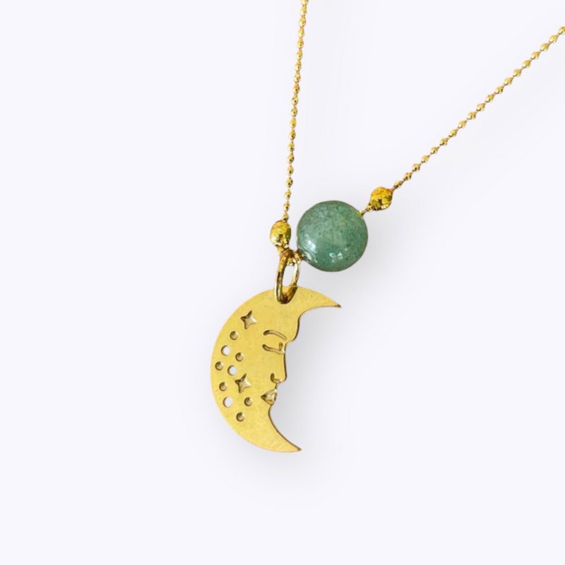 Moonface jade golden necklace
