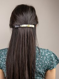 Long rectangular barrette in black african horn