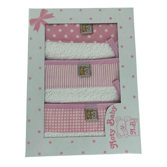 Set van 3 babybadhandschoenen van 100% katoen