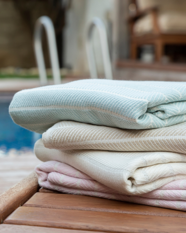 ILVA Bamboo Cotton Hammam Beach Towel – Quick Dry – Beige - 180x100 cm