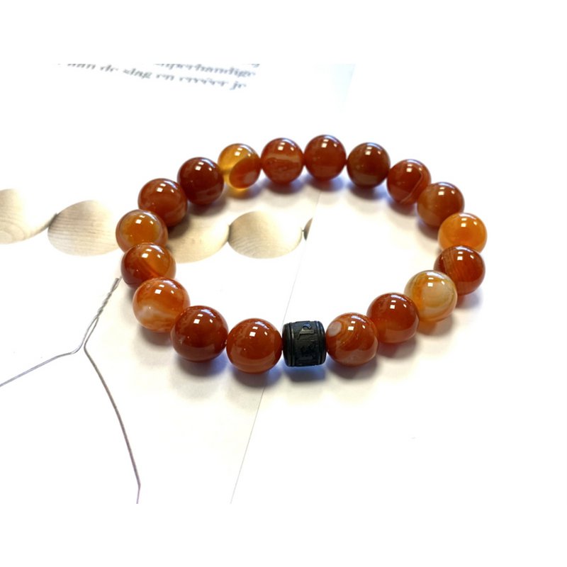 Men's bracelet agate / ebony bead