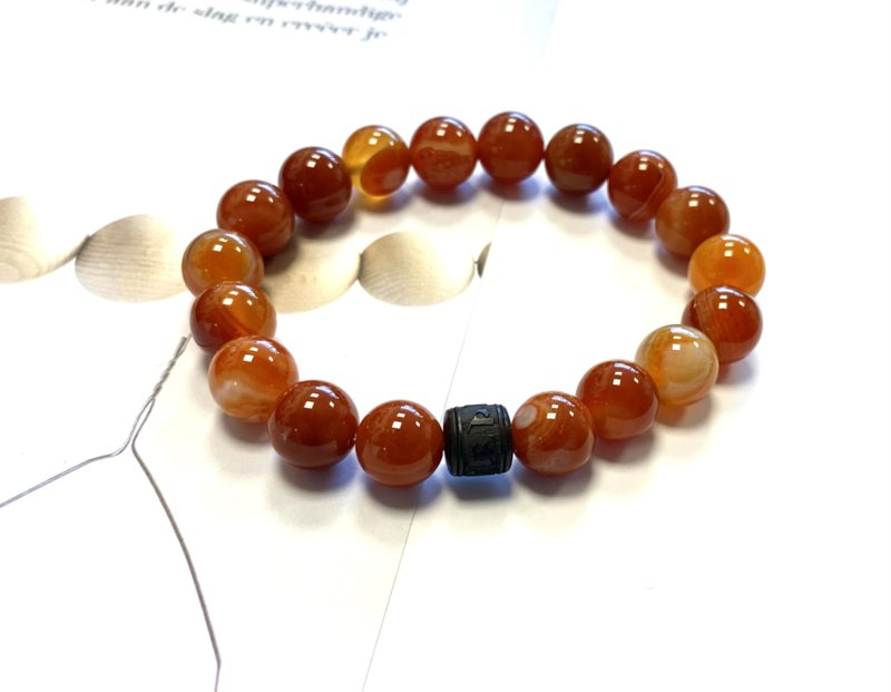 Men's bracelet agate / ebony bead