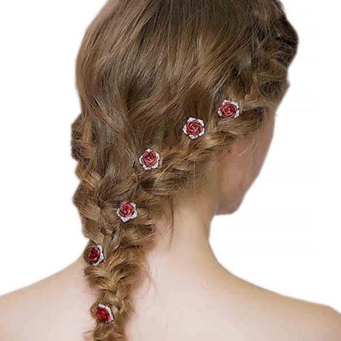 Scarlet Rose bruidshaarspelden-één set van 8