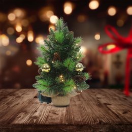 Tree abete a lim "Noel" decorazione esterna fatta di metallo e plastica in verde e oro, con LED saldamente installati