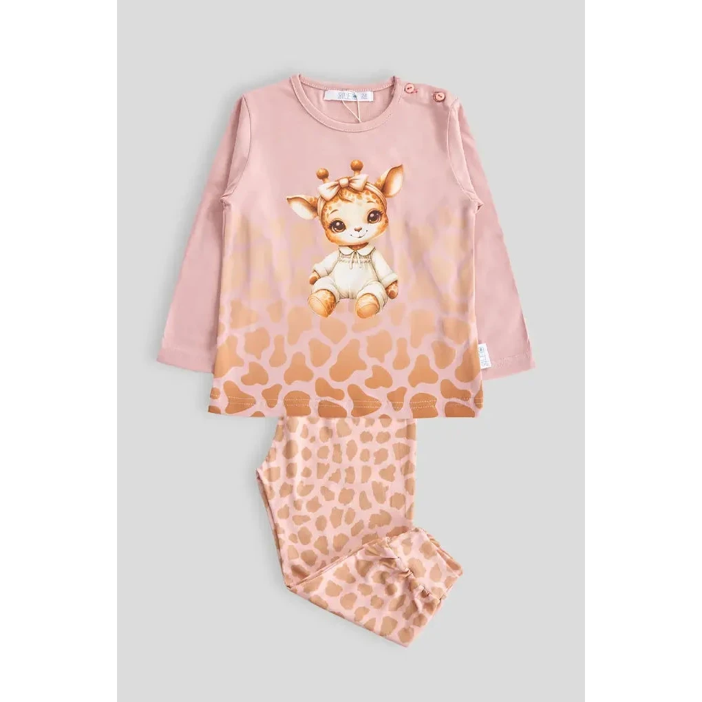 Pijama de algodón para bebé, 2 piezas, jirafa
