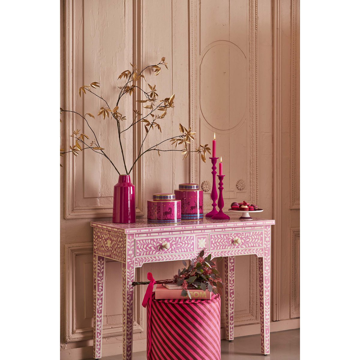 Vase Metal Pink 14x28cm