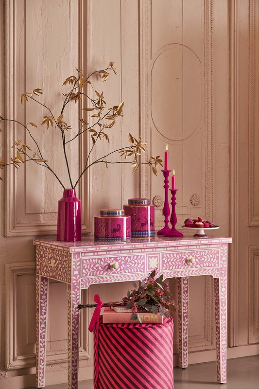 Vase Metal Pink 14x28cm