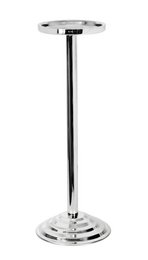 Tall, cylindrical champagne cooler stand in high-gloss stainless steel with a round top, measuring 62 cm in height.
