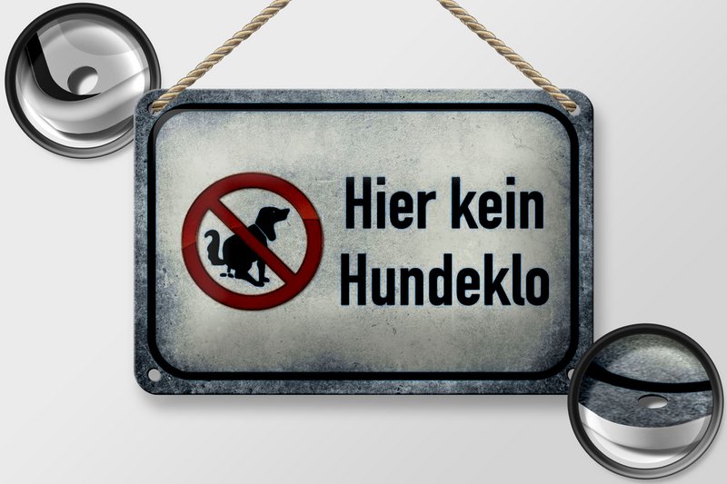 Tin sign note 18x12cm dog here no dog toilet decoration