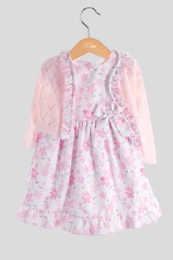 Flowers printed baby dress with jacket 1051