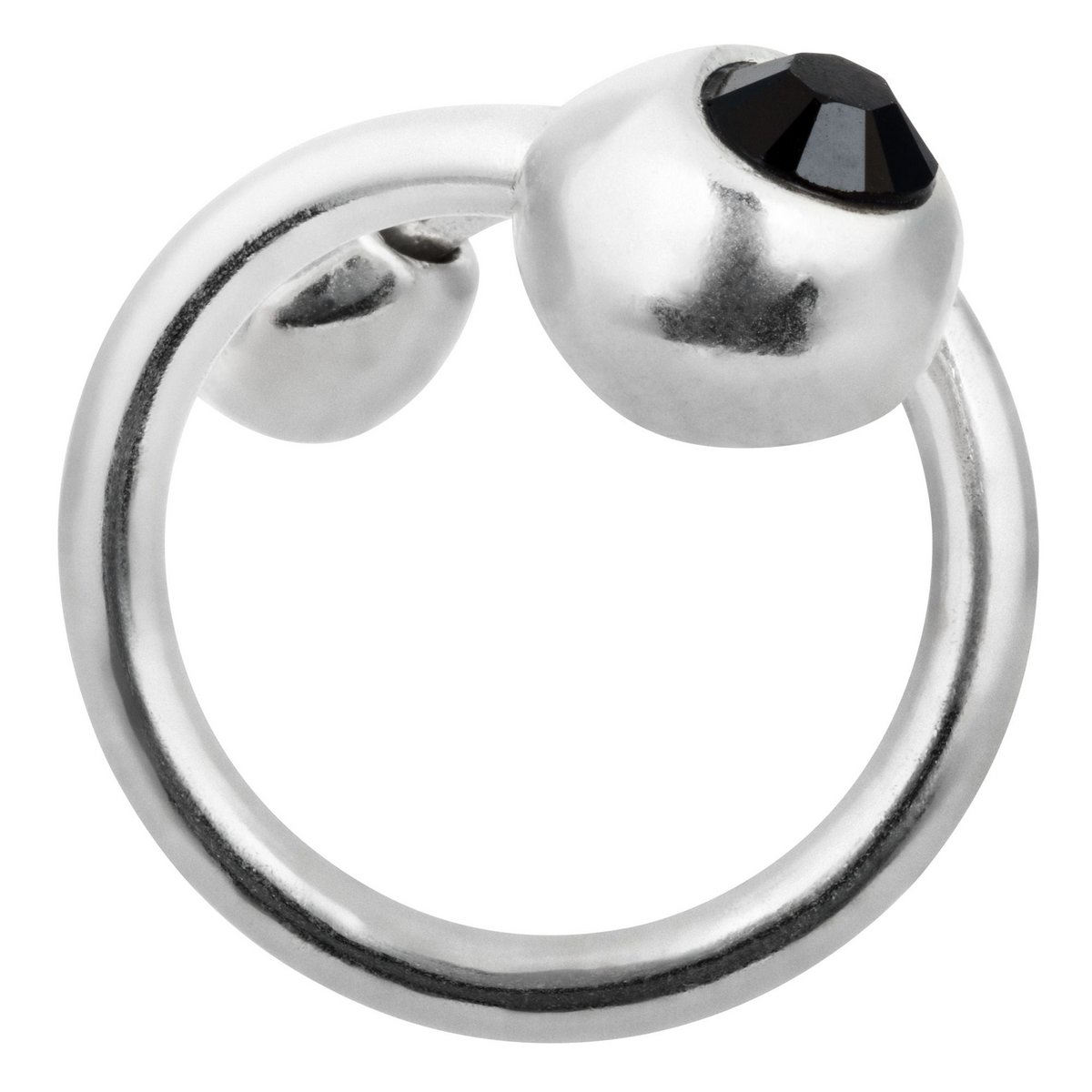 Bague-Swarovski noir plaqué argent