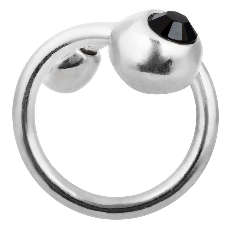 Bague-Swarovski noir plaqué argent