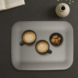 Small flat tray made of artificial brown leather with a stingray texture pattern.