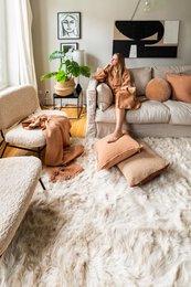 Plaid coton SUZETTE 130x160cm, taupe