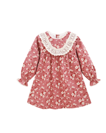 Floral girl's dress with embroidered lace detail P157-19608031