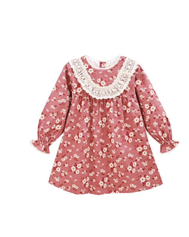 Floral girl's dress with embroidered lace detail P157-19608031