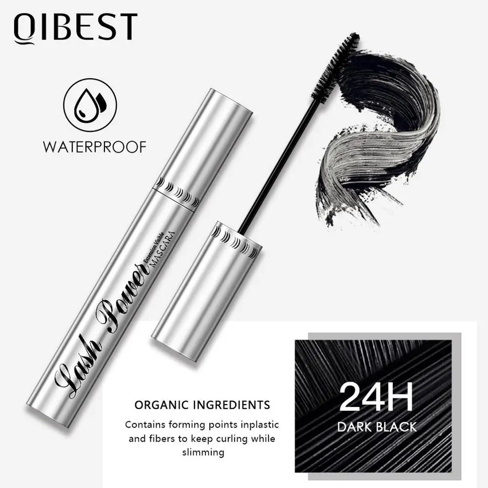 QIBEST Zwarte Mascara Wimpers Mascara 4D Zijdeachtige Wimpers Verlenging Wimpers Make-Up Waterproof Mascara Volume Oog Cosmetica