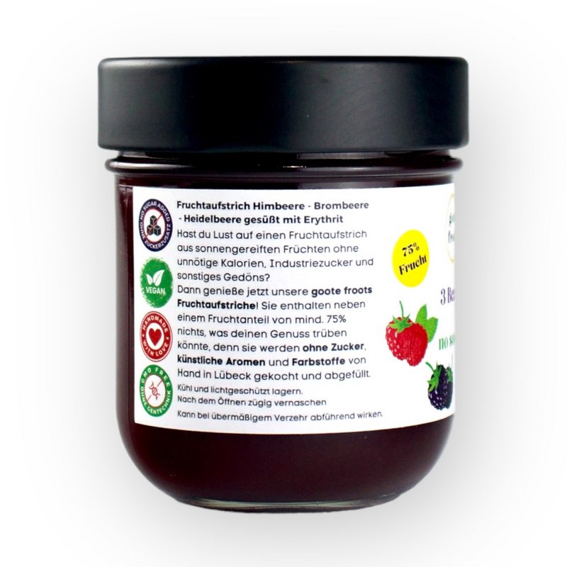 Fruchtaufstrich ZUCKERFREI 3 Beeren 75% Frucht