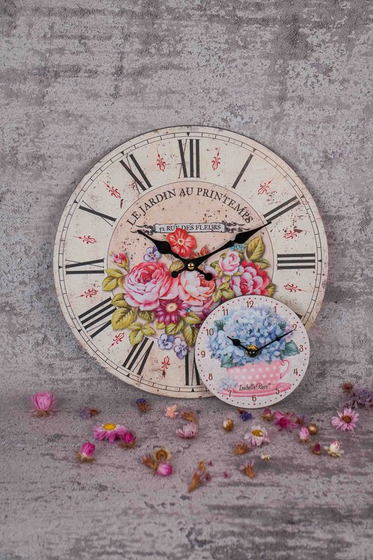 Reloj de madera Copa de flores 12 cm Isabelle Rose