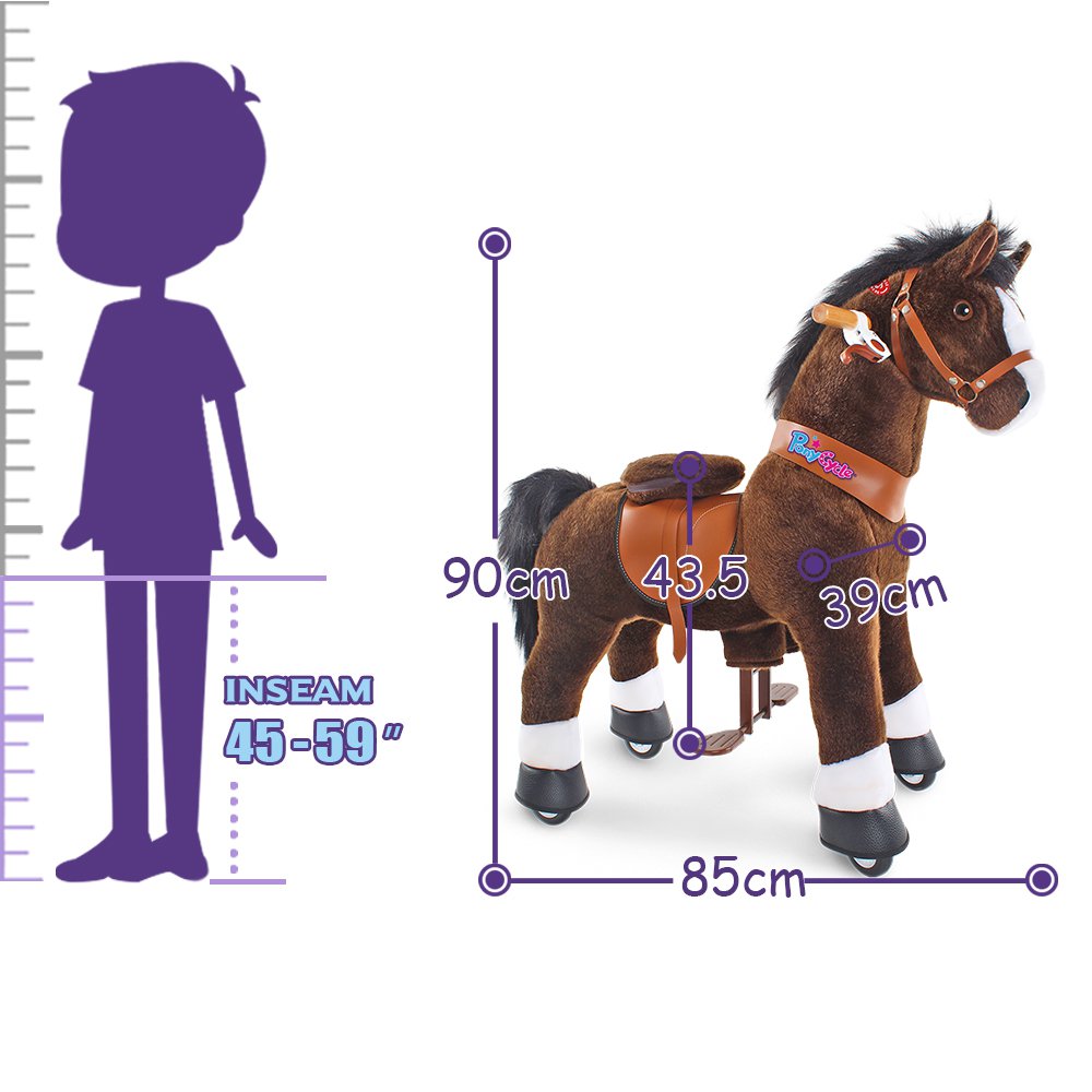 Ponycycle Ride su Toy Chocolate Brown Horse | Età 4-7 | Peluche giocattolo da giro per animali | Classic U migliori regali