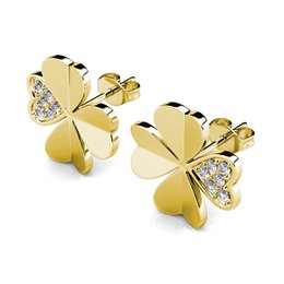 Kleeblatt-Ohrringe – Gold und Kristall
