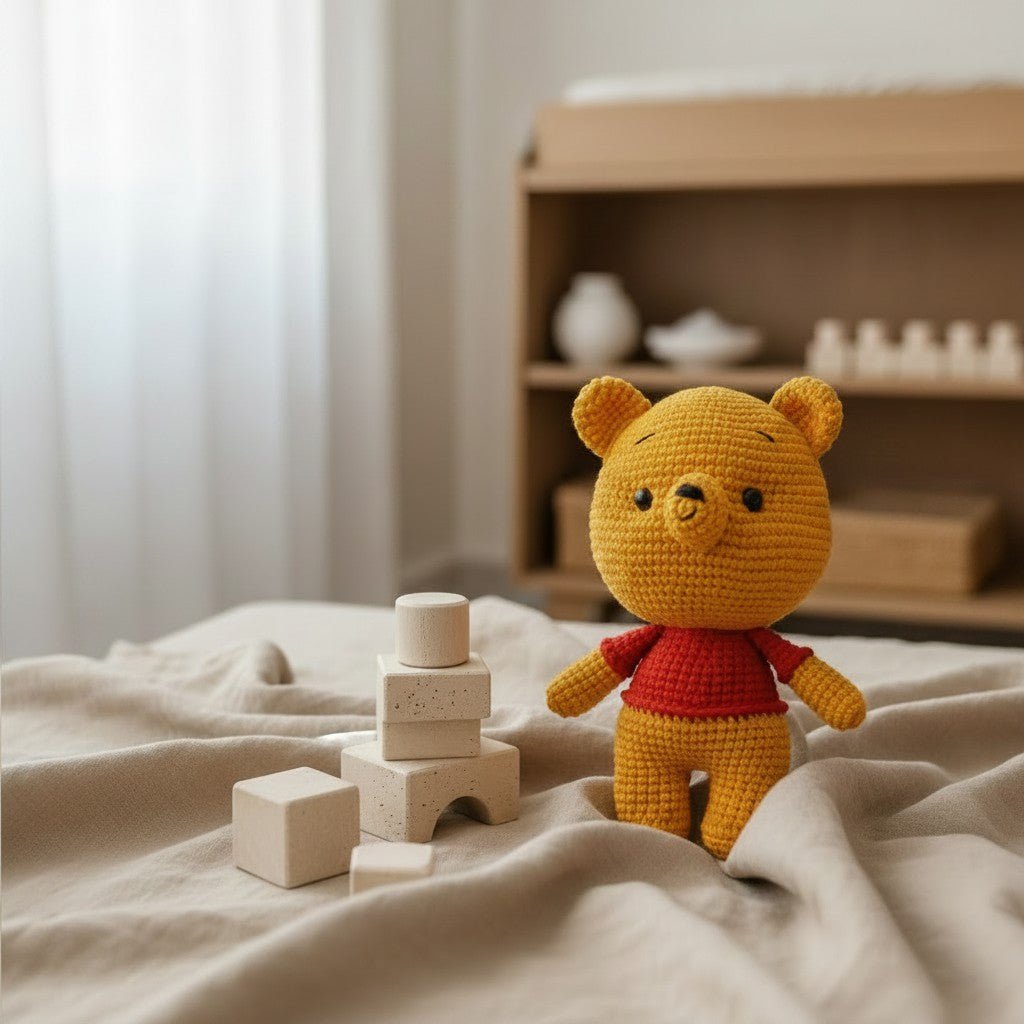 Peluche orsetto Nuvinokids® realizzato a mano all'uncinetto, realizzato al 100% in cotone