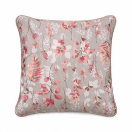  "Pink red floral rose pattern square pillowcase, 45x45 cm, decorative botanical design"