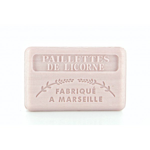 5x Savon de Marseille Craft Soap Unicorn / Unicorn with monoi scent and natural glitter - enriched with organic shea butter - Allergen -free 125 g