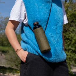 Water bottle - khaki cover - 600ml